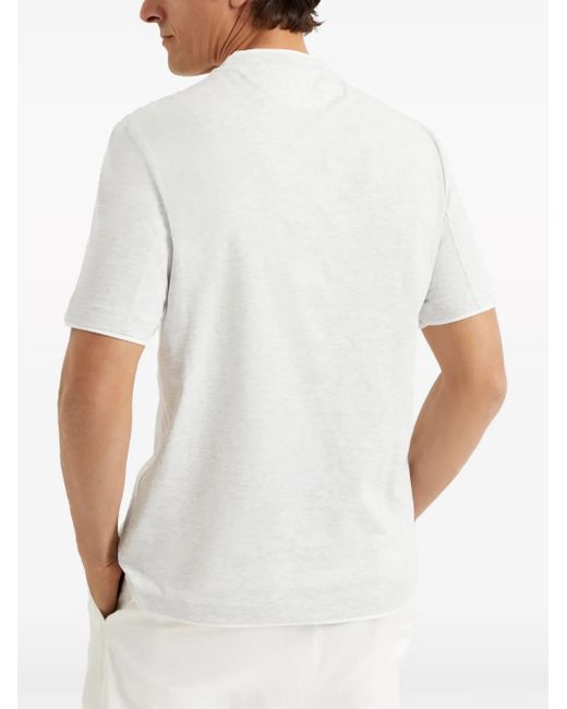 Brunello Cucinelli White Faux Layering Cotton T-Shirt for men