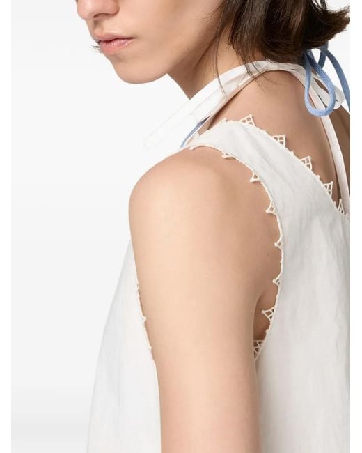 Miu Miu White Slubbed Poplin Dress