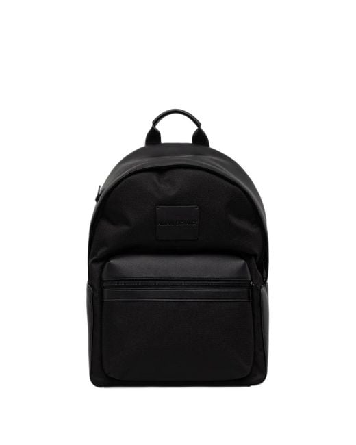 ARMANI EXCHANGE Black Logo-Patch Panelled Backpack for men