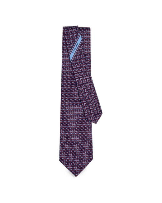 Ferragamo Purple Gancini-Print Silk Tie for men