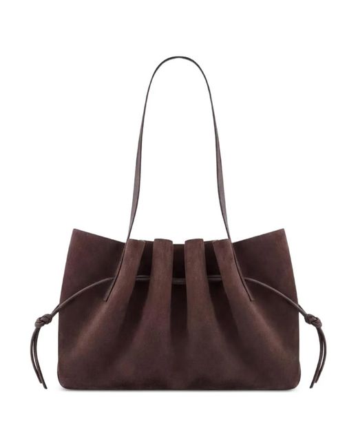 Yuzefi Brown Sac Porté Épaule Scallop À Design Plissé