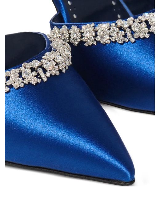 Manolo Blahnik Blue Damskie Crystal-Embellished Mules