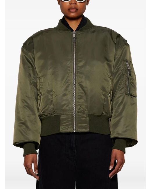 Entire studios Green Puffe-Sleeve Bomber Jacket