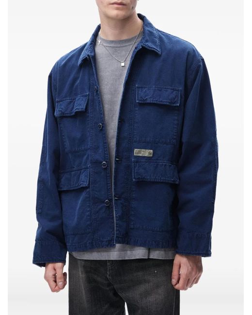 Neighborhood Blue Multi-Pocket Cotton Shirt Jacket for men
