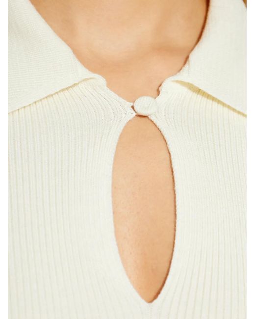 Jil Sander White Keyhole Ribbed Midi Dress