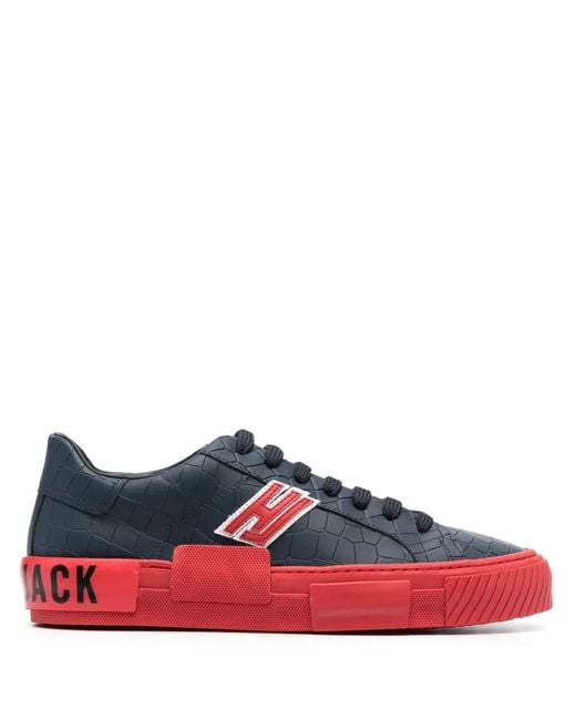 HIDE & JACK Red Logo-Print Low-Top Sneakers