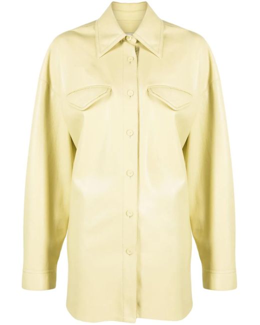 Nanushka Yellow Kaysa Faux-Leather Shirt