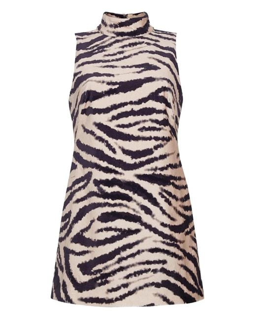 Cara Cara White Tay Minikleid Mit Zebra-Print