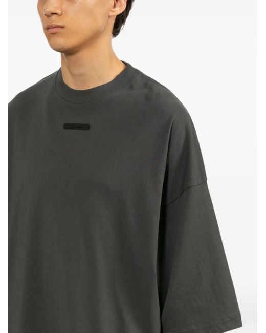 Essentials Black Logo-Patch T-Shirt for men