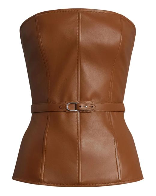 Ralph Lauren バックル ストラップレス トップ Brown