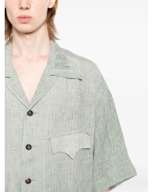 Ziggy Chen Gray Patch-Pocket Short-Sleeve Shirt for men