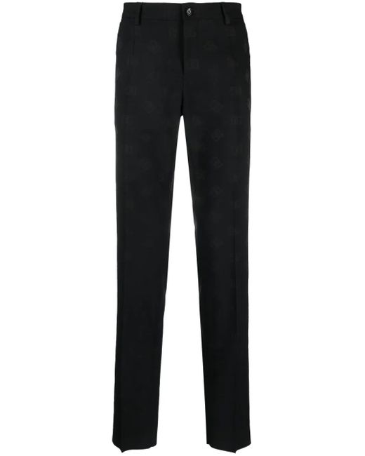 Pantalones rectos con logo en jacquard Dolce & Gabbana de hombre de color Black