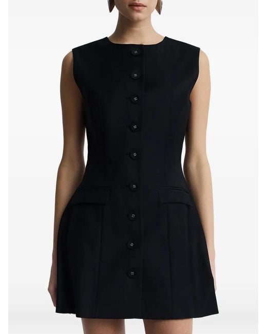 Anna Quan Black Sofia Button-Front Mini Dress