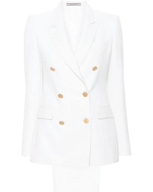 Tagliatore White Double-breasted Crepe Suit