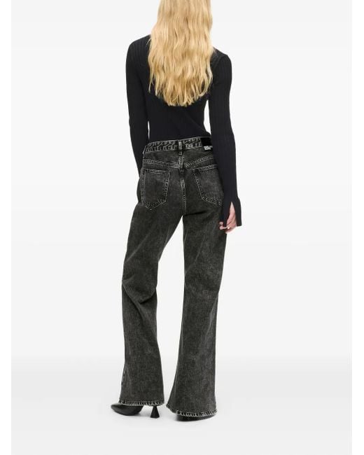 Karl Lagerfeld Black High-Rise Flared Jeans