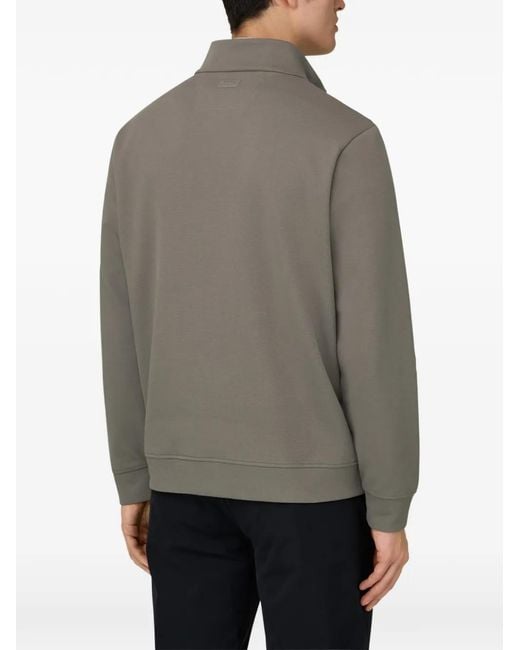 Boggi Gray Zipped Hooded Sweater for men