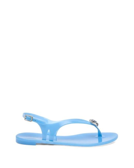 Casadei Blue Jelly Buckle-Detail Flip-Flops