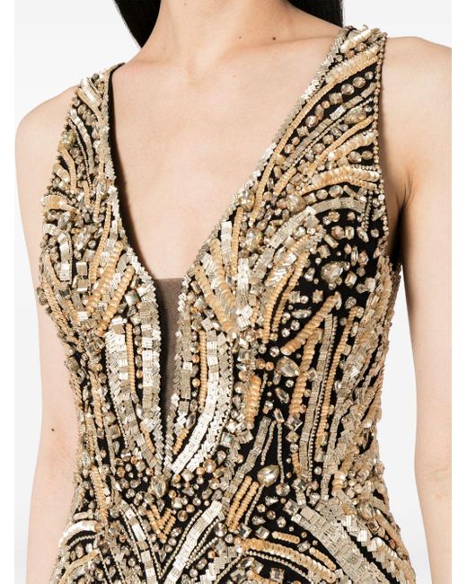 Jenny Packham Metallic Raquel Embellished Tulle Gown