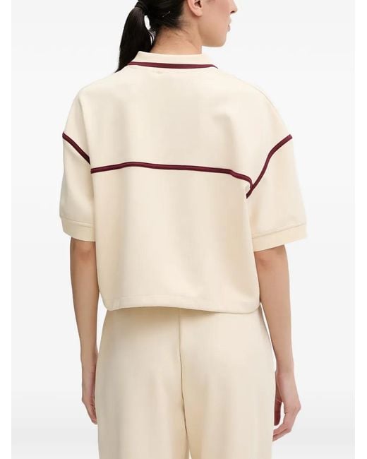 Guess Natural Piped Drawstring-Hem Polo Top
