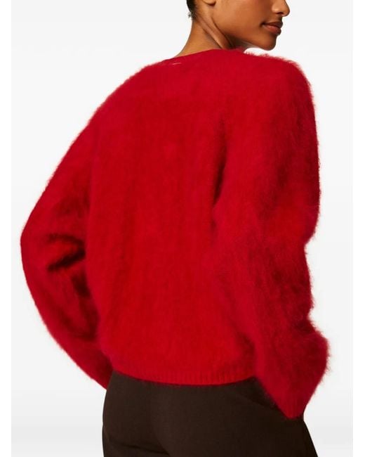 Twinset Red Knot-Detail Brushed Sweater