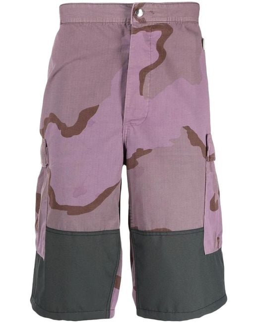OAMC Purple Camouflage-Pattern Cargo Shorts for men