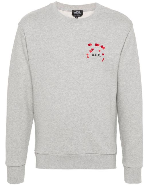 A.P.C. Gray Logo-print Cotton Sweatshirt