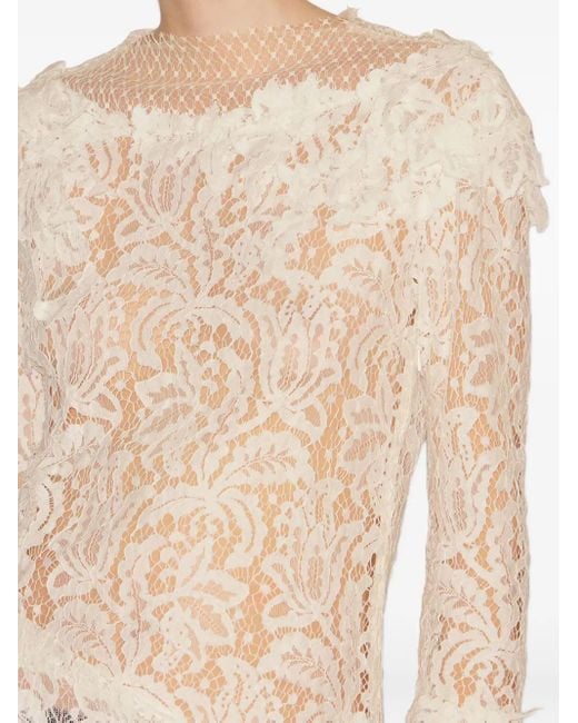 Isabel Marant Rubiana フローラルレース ラッフルドレス White