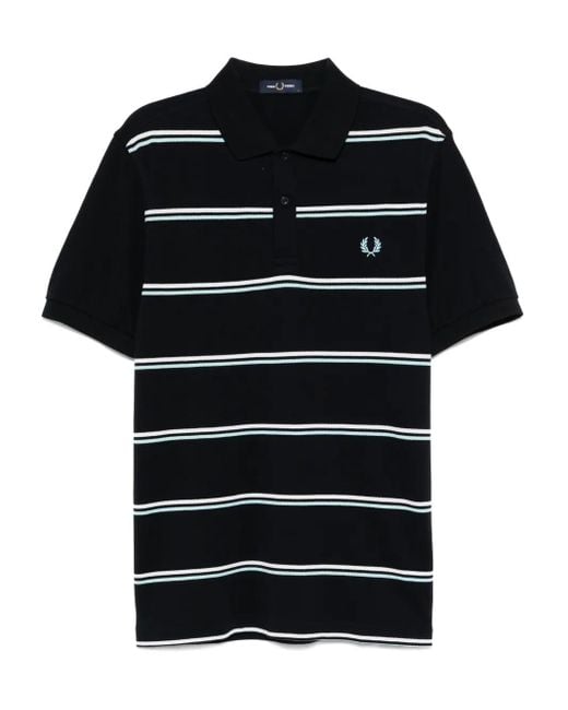 Fred Perry Logo-embroidered polo shirt in Black für Herren