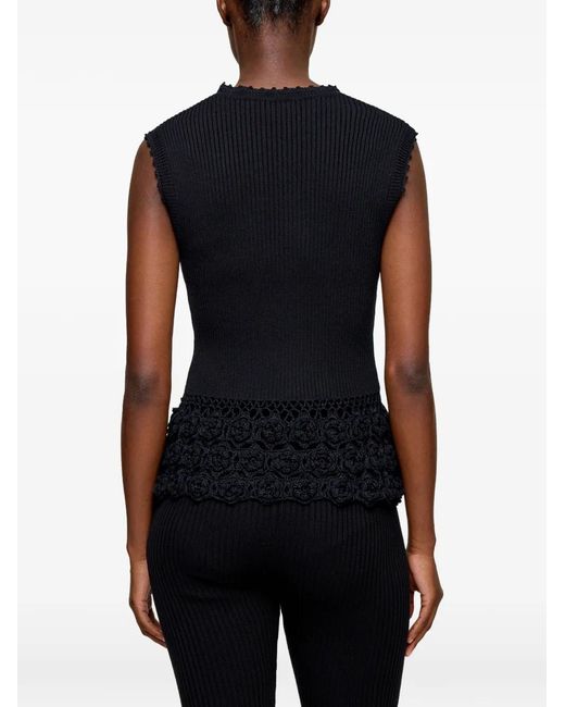 Ganni Blue Crochet Cotton Vest