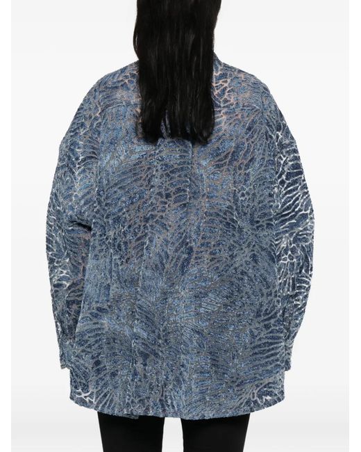 GIUSEPPE DI MORABITO Blue Blouse À Imprimé Peau De Serpent