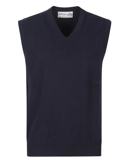 Ballantyne Blue V-Neck Cashmere Vest for men