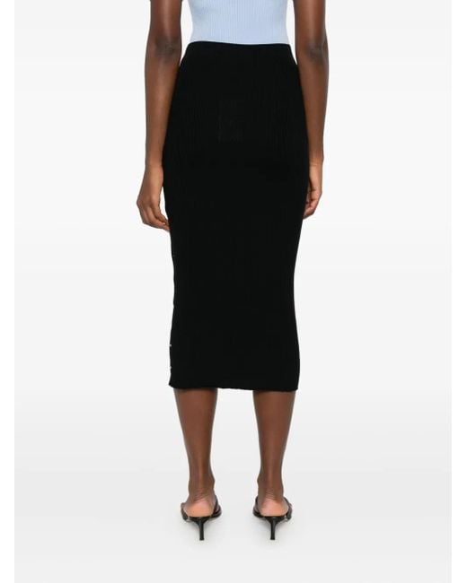 Courreges Black Ribbed Midi Skirt