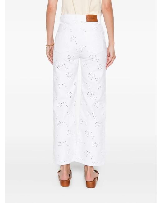 Chloé White Cut-Out Cropped Jeans