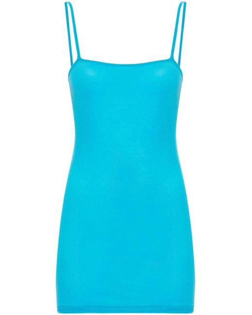 Auralee Blue Fine-ribbed Cotton Tank Top
