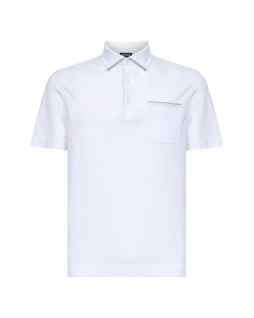Zegna White Chest Pocket-Trim Polo Shirt for men