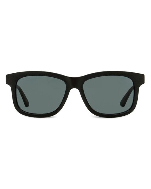 Gucci Black Web-detail Rectangle-frame Sunglasses for men