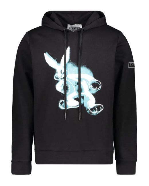 Iceberg Black Graphic-Print Hoodie for men