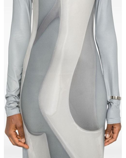 Robe longue imprimée à capuche Acne en coloris Gray
