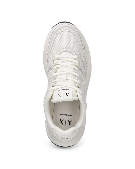 ARMANI EXCHANGE White Logo-Patch Mesh Sneakers for men