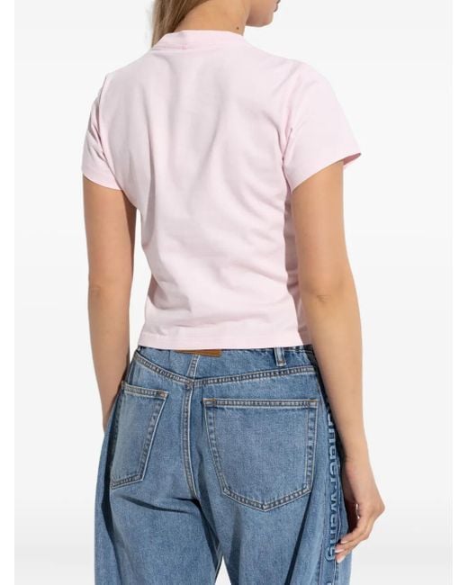 Alexander Wang Pink Cotton T-Shirt With Logo Print