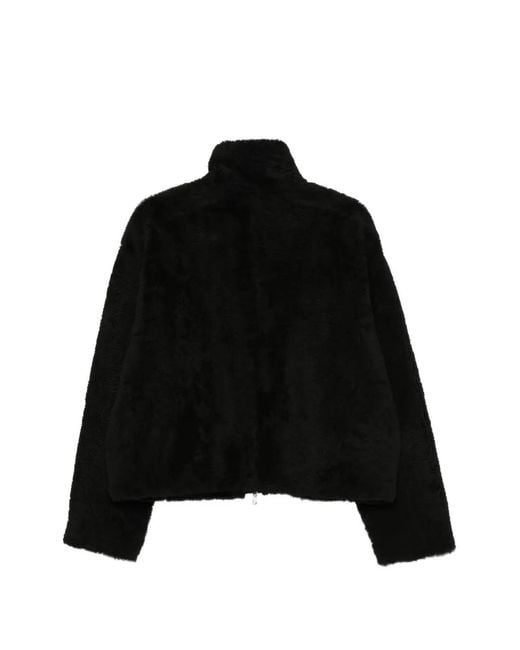 UTZON Black Shearling Zip-Up Reversible Jacket