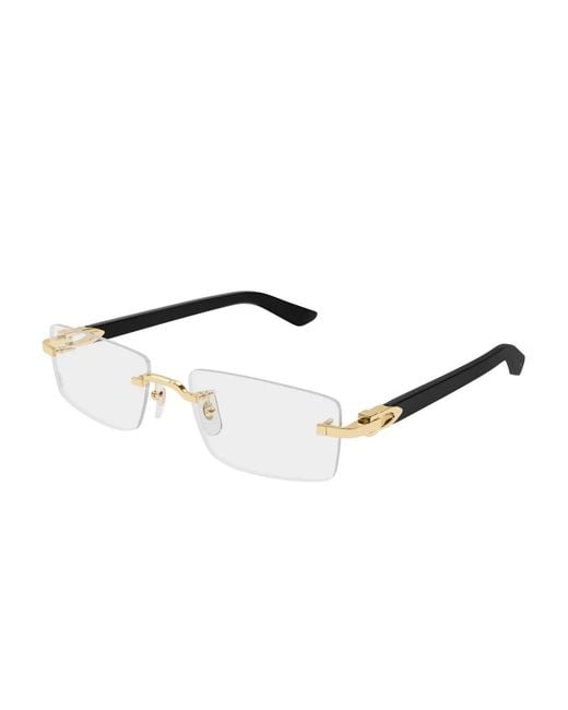 Cartier Black Rectangle Rimless Glasses for men