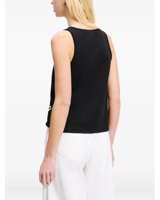 Karl Lagerfeld Black Signature Hem Tank Top