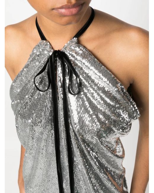 Philosophy Di Lorenzo Serafini White Halterneck Sequined Maxi Dress