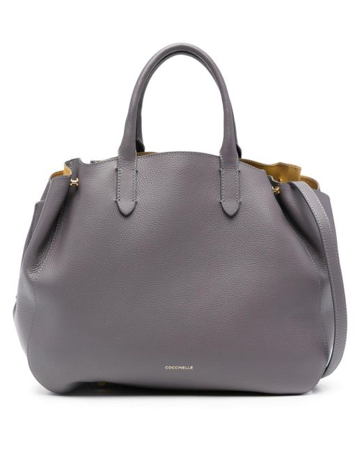 Coccinelle Gray Medium Soft Wear Leather Tote Bag