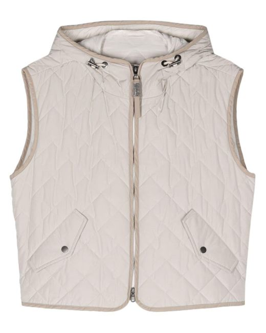 Brunello Cucinelli Hooded Quilted Gilet Gray