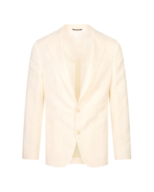 Canali White Notch-Lapel Single-Breasted Blazer for men