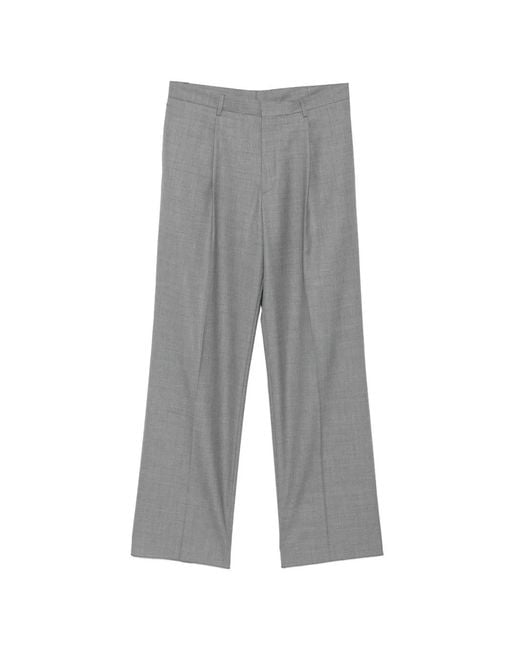 Lardini Gray Pleated Wide-Leg Trousers for men