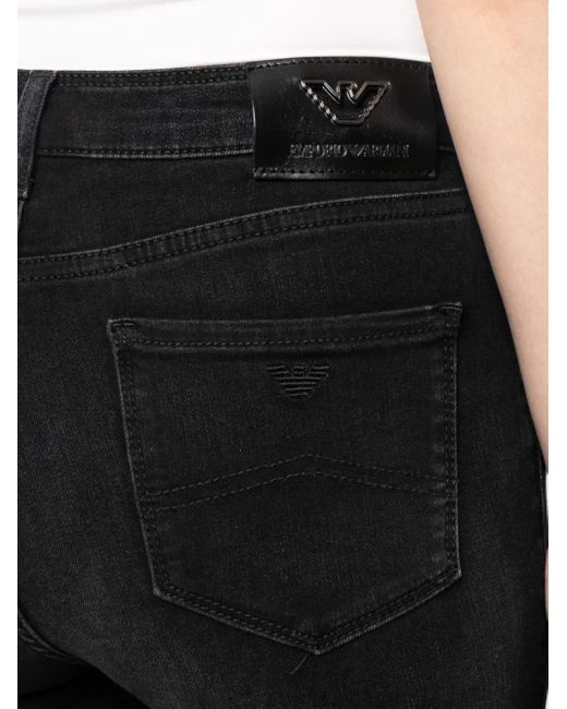 Emporio Armani Black Logo-Embroidered Skinny Jeans