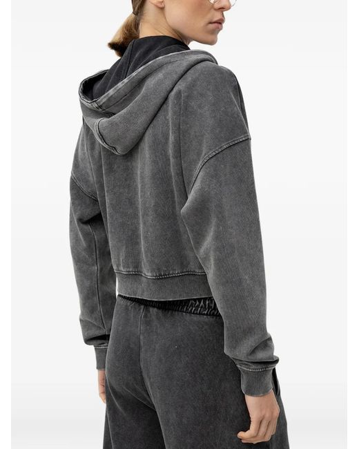 HUGO Black Relaxed-Fit Cropped Hoodie With Washed Box Logo